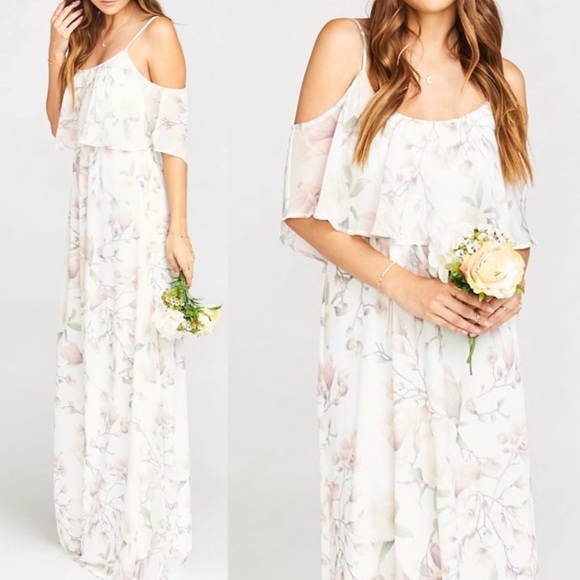 Show Me Your MuMu Caitlin Forever Vine White Floral Cold-Shoulder Maxi Dress - Picture 1 of 9
